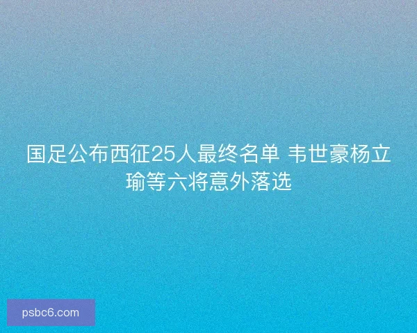 国足公布西征25人最终名单 韦世豪杨立瑜等六将意外落选 国足公布西征25人最终名单 韦世豪杨立瑜等六将意外落选