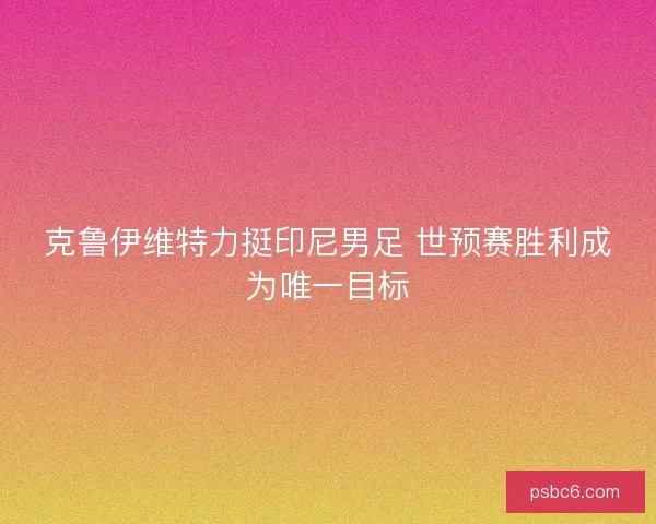 克鲁伊维特力挺印尼男足 世预赛胜利成为唯一目标